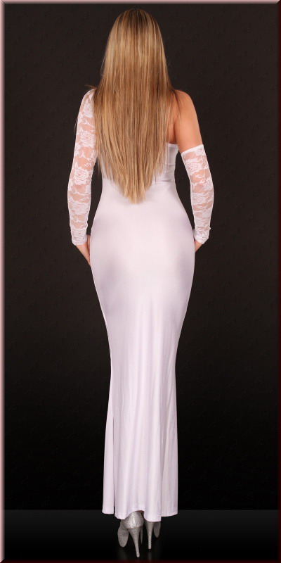 Asymmetric Cut Out Gown White